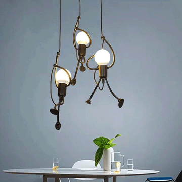 Retro Industrial Human Shape Figure Loft Chandelier Ceiling Light Pendant Lamp